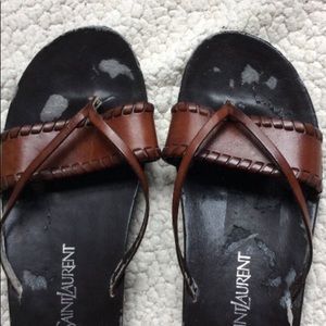 YSL vintage brown sandals leather 7